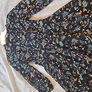 Long sleeve,  floral , black dress (Sm)